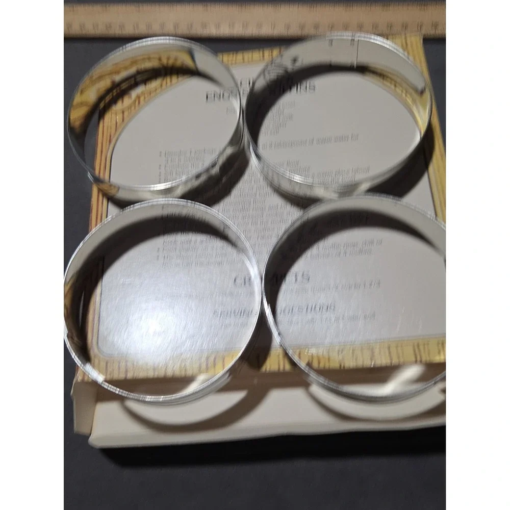 Vintage Fox Run English Muffin Rings Set 4 Metal Crumpet Molds Box Recipe